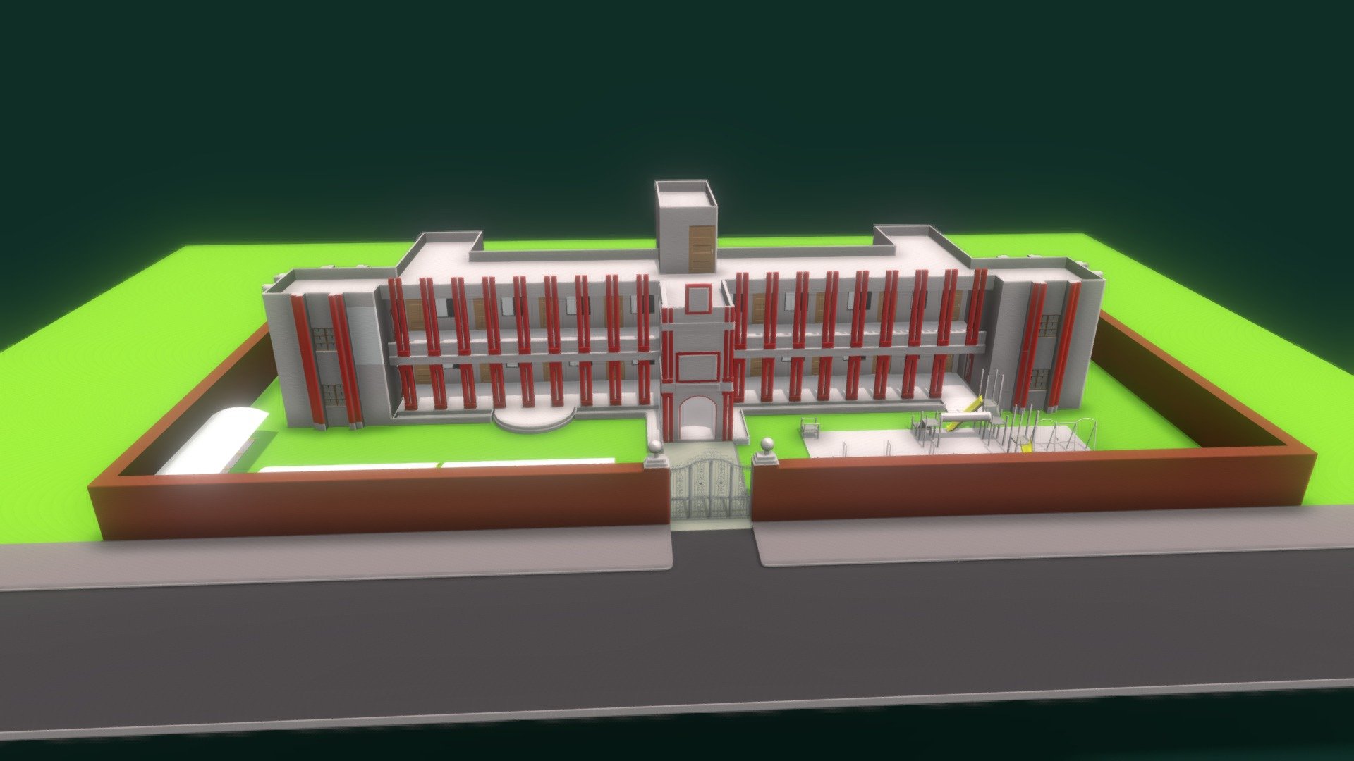 Low Poly School 3d model