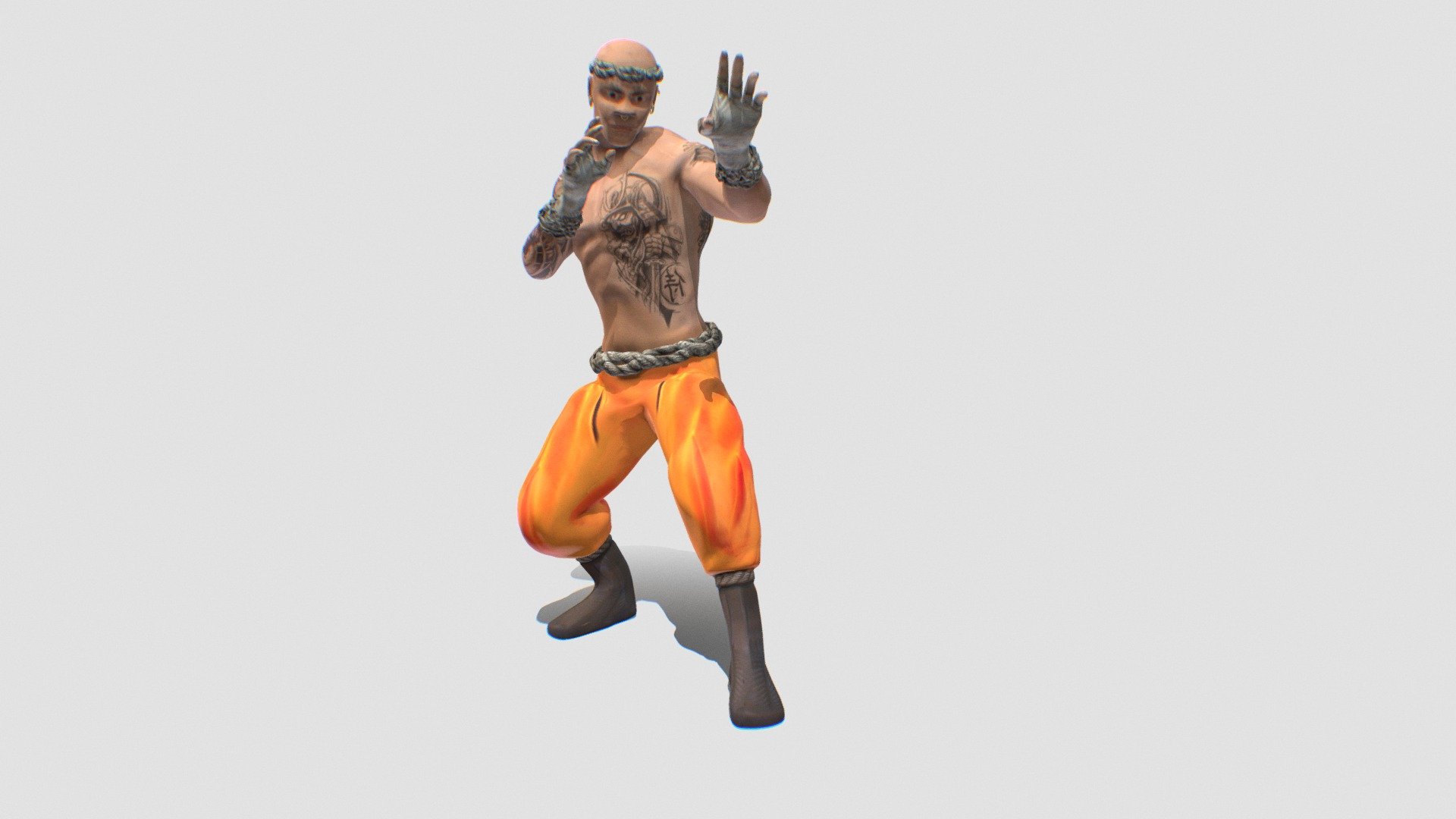 Shaolin Fighter Rigged Character 3d model