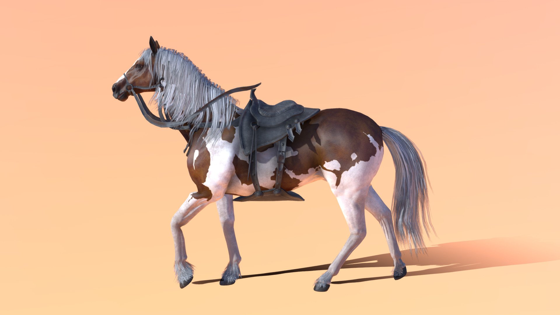 Horse Walkcycle animated 3d model