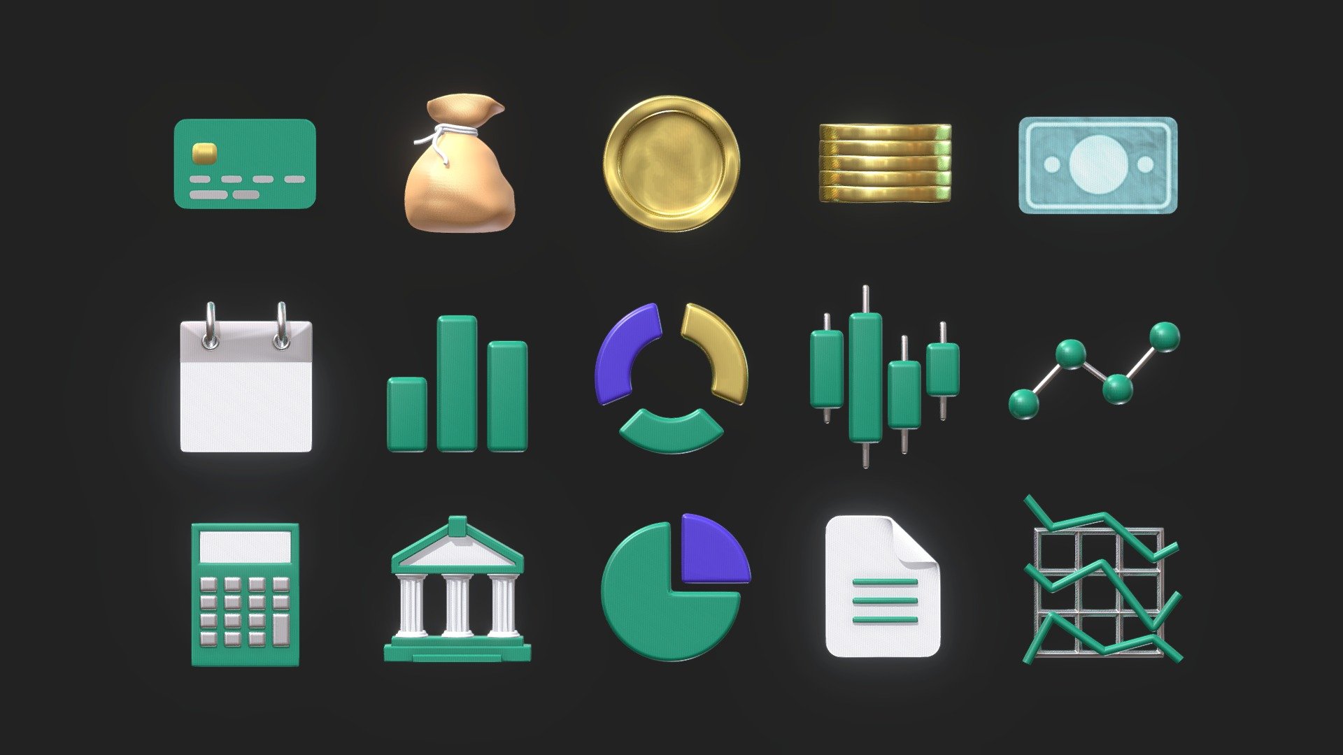 Financial 3D Icons Collection 🪙 3d model