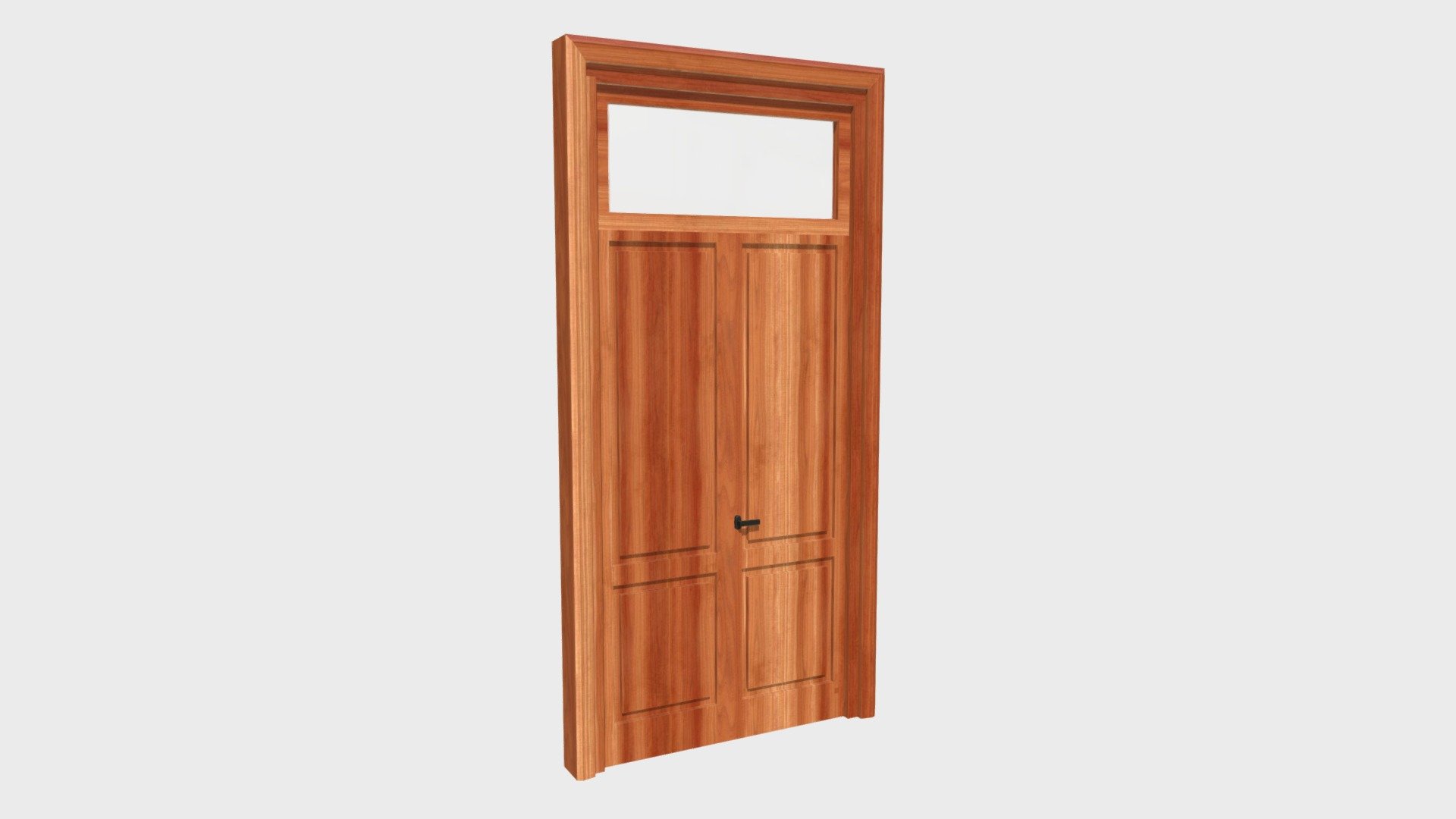 Wooden door with transom window 3d model