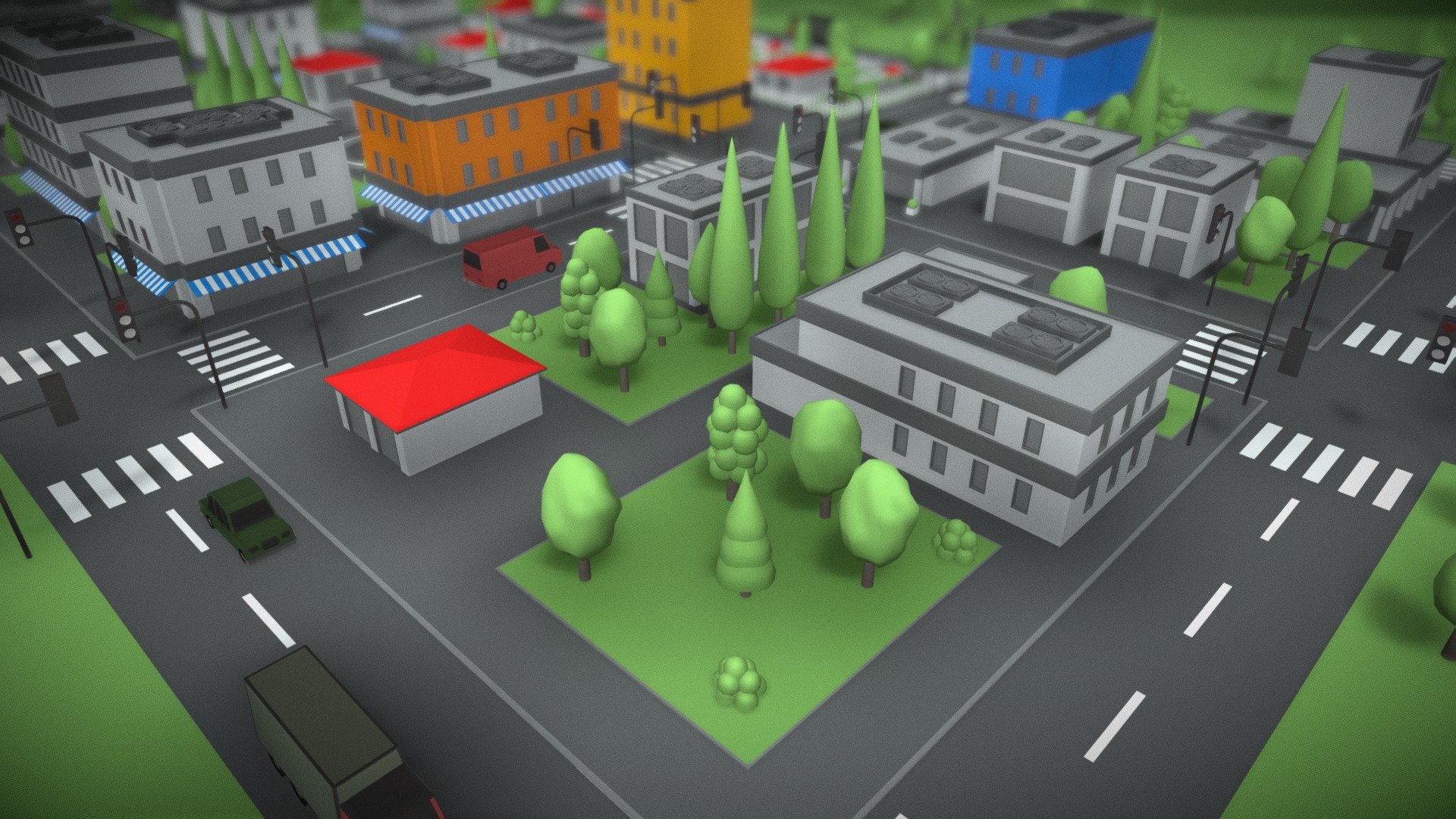 3D Cartoon City 3d model