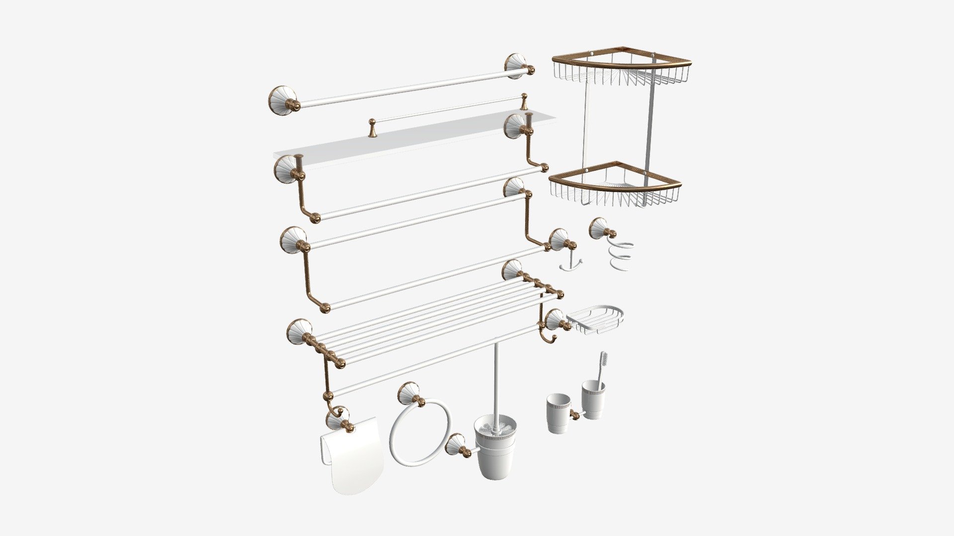 Bathroom Accessory Set Shelf Hanger 3d model