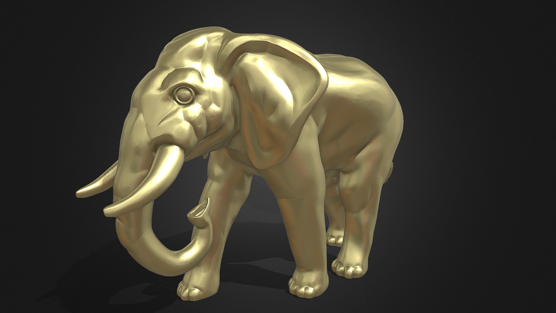 Gold asian elephant cute eye pose 3d model