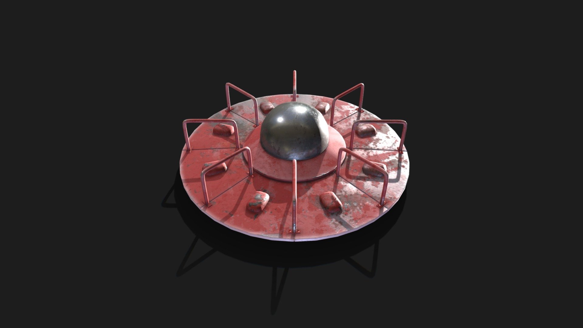 Old UFO Carousel 3d model