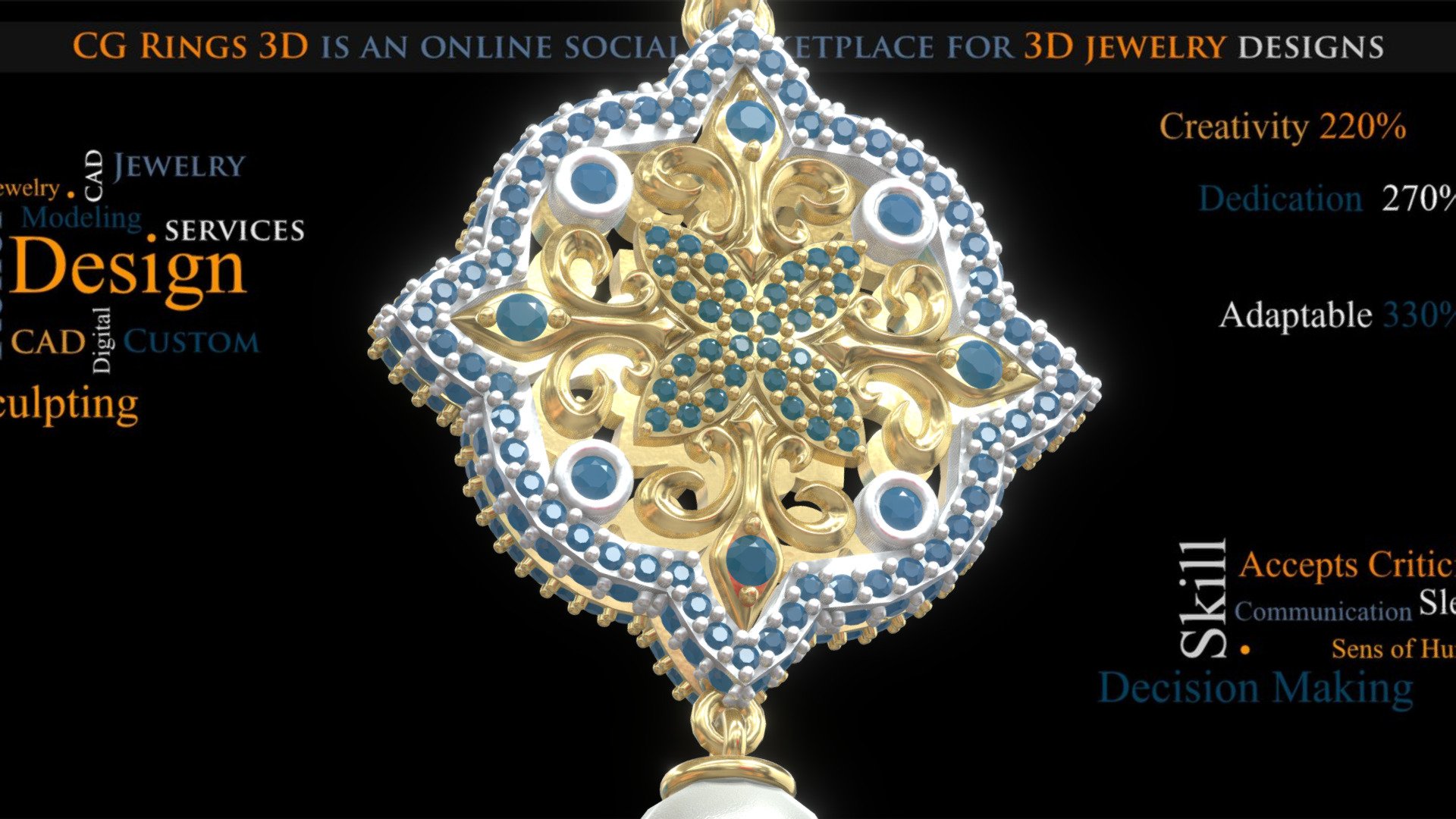 Jewelry. Pearl Pendant 3d model