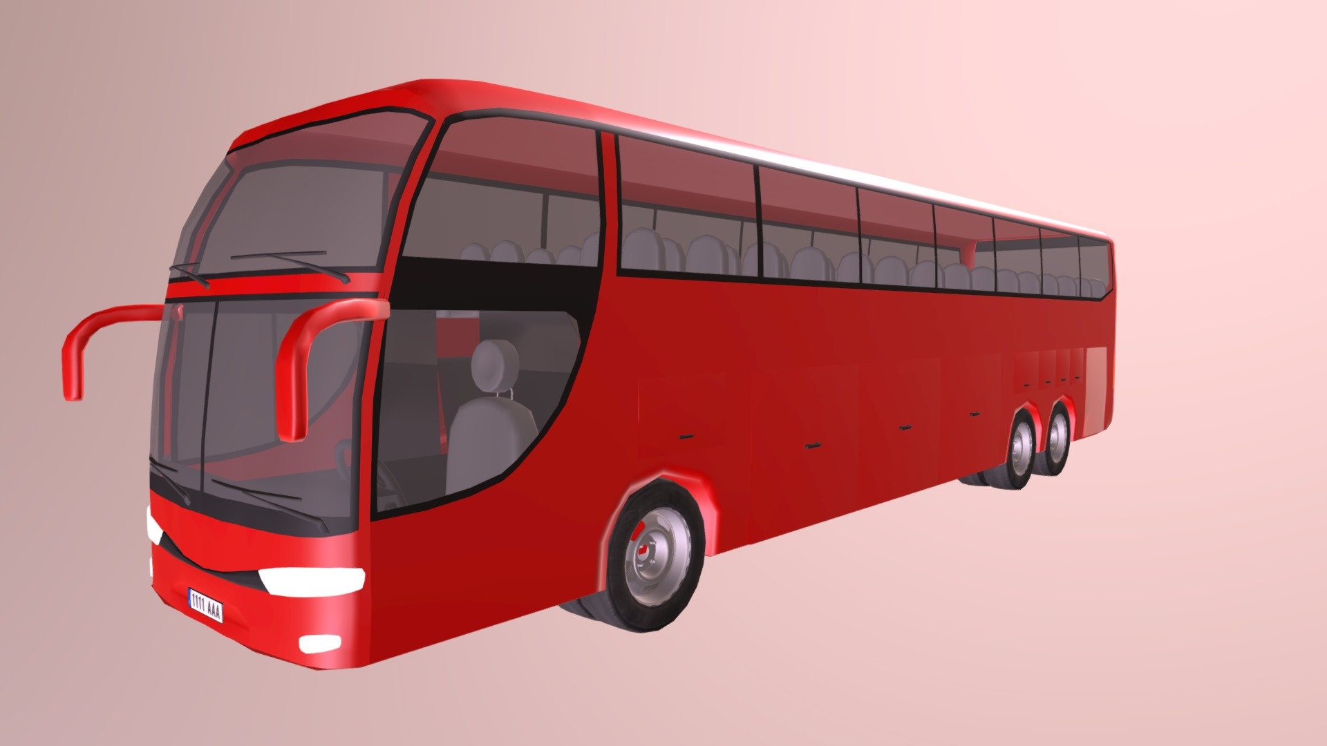 Travel Bus Red 3d model