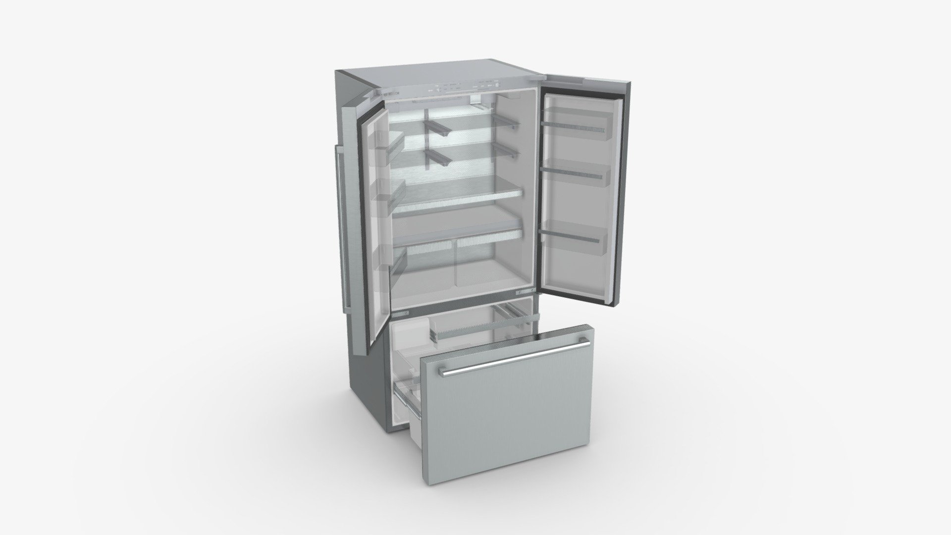 Fridge-freezer Bosch KFF96PIEP Doors Open 3d model