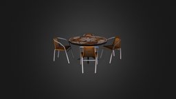 Low poly table with chairs