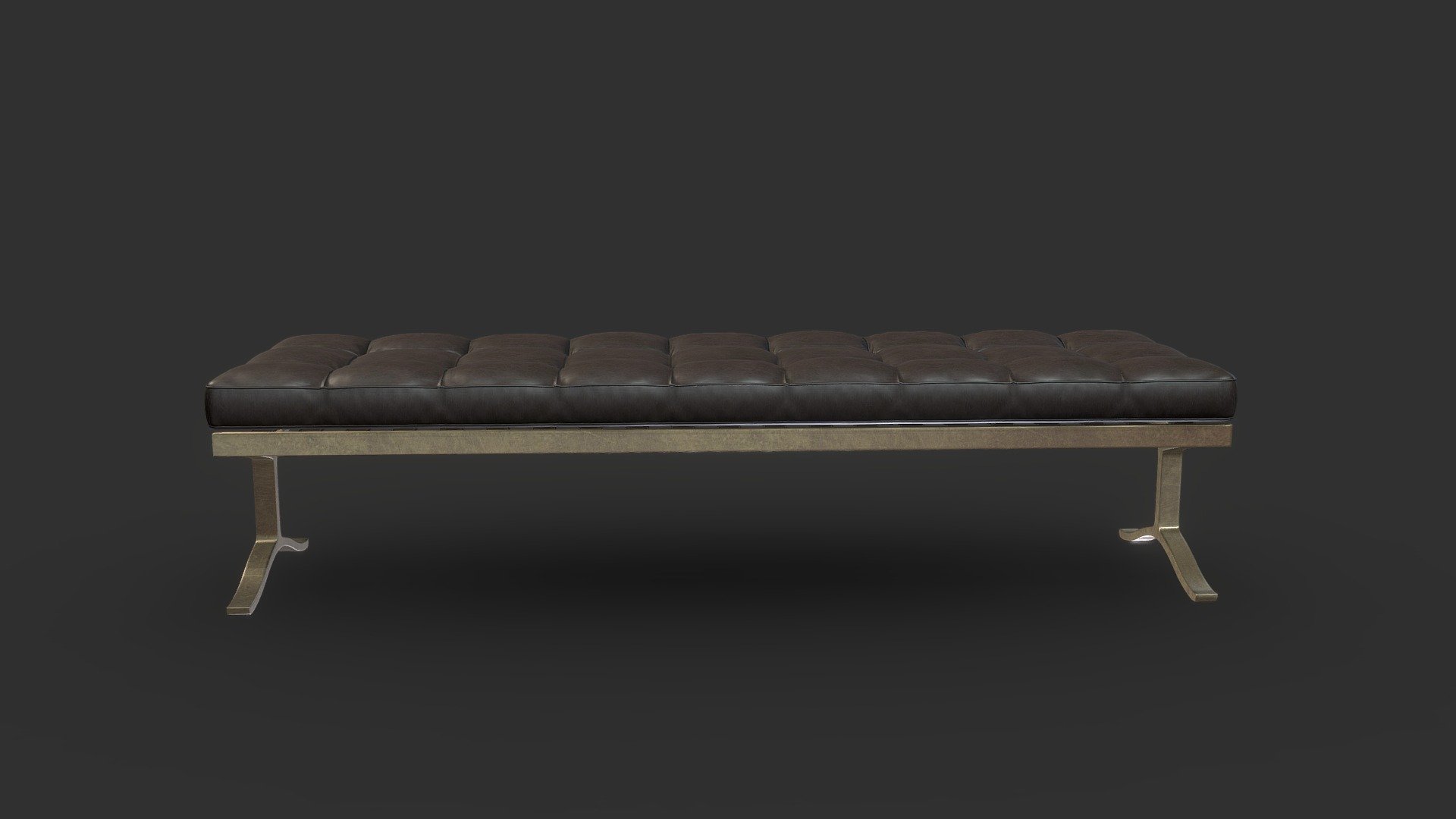 Brass And Leather Bench 3d model