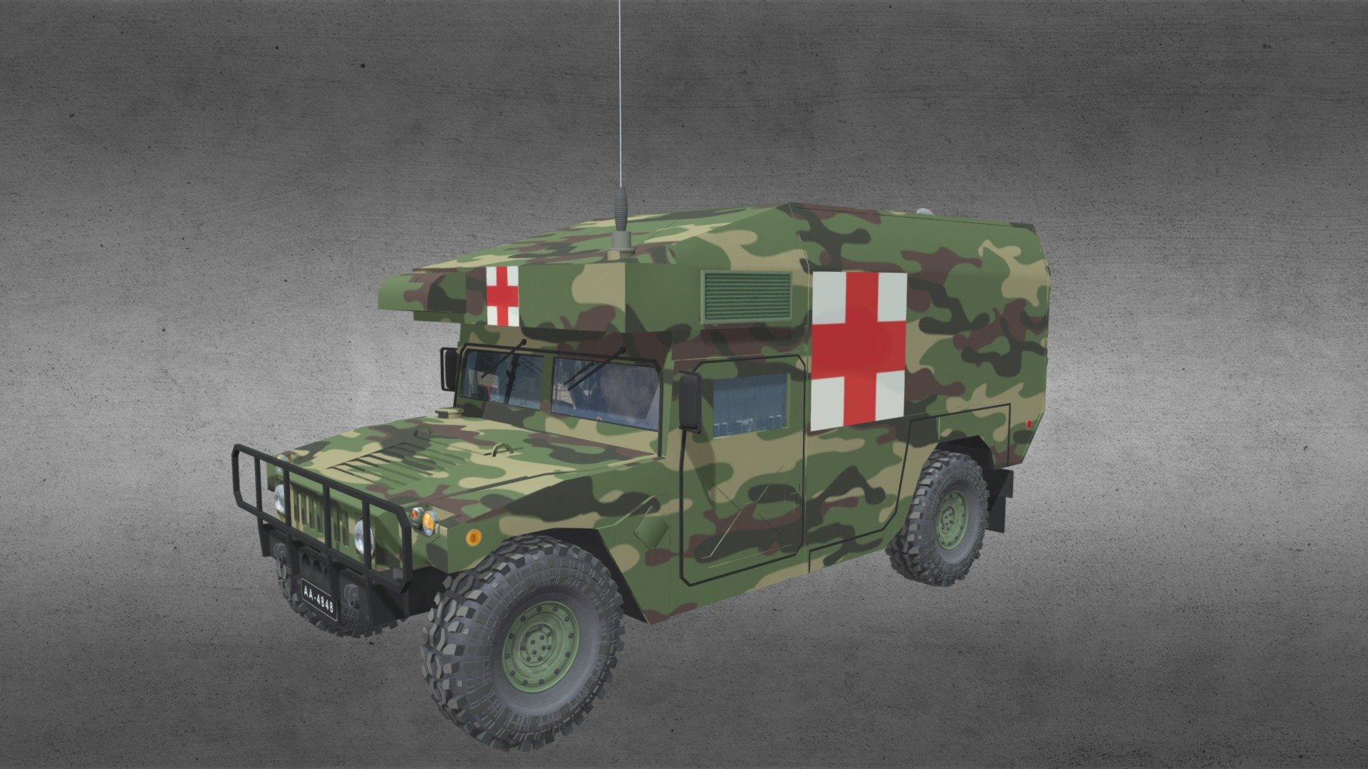 Military Ambulance HMMWV M997 Low Poly 3d model