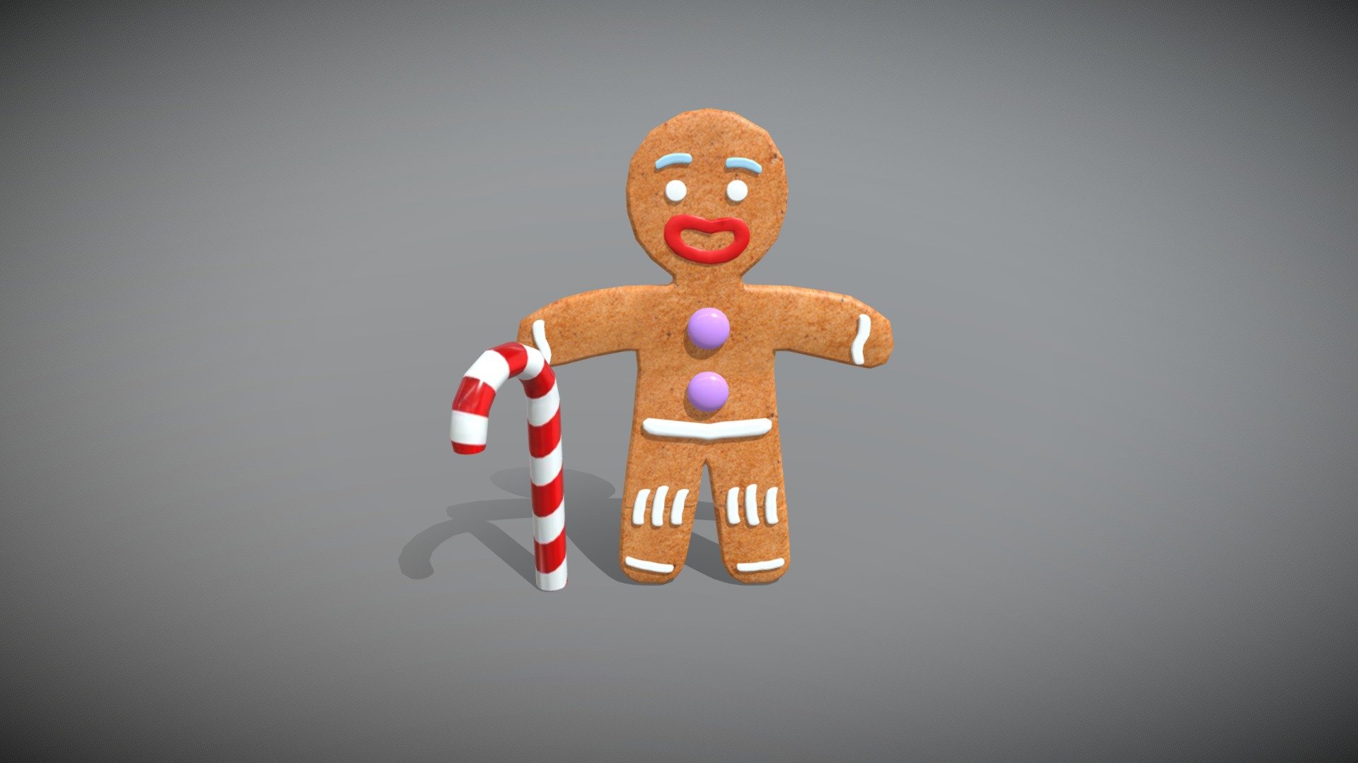 Christmas Gingerbread Man Broken Legs With Candy 3d model