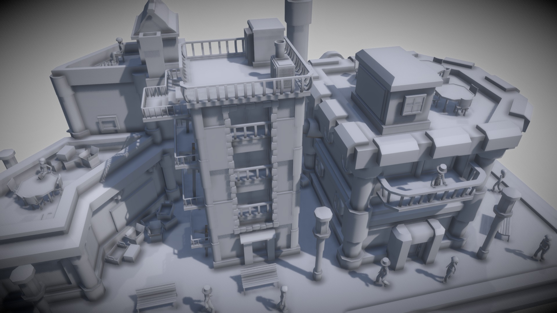 WIP2_Steampunk Cityscape 3d model