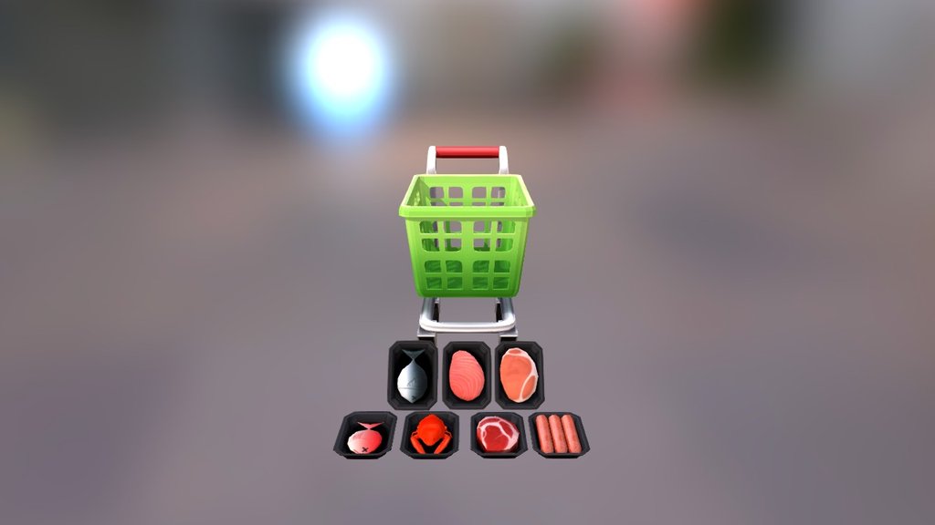 3D Cart Object (FishMeat) 3d model