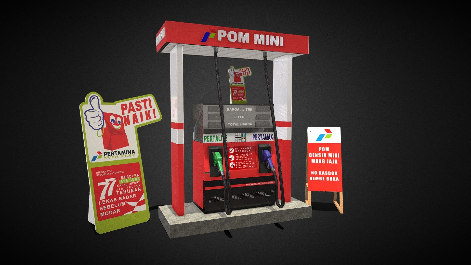 PETROL GAS STATION  PERTAMINI INDONESIAN 3d model