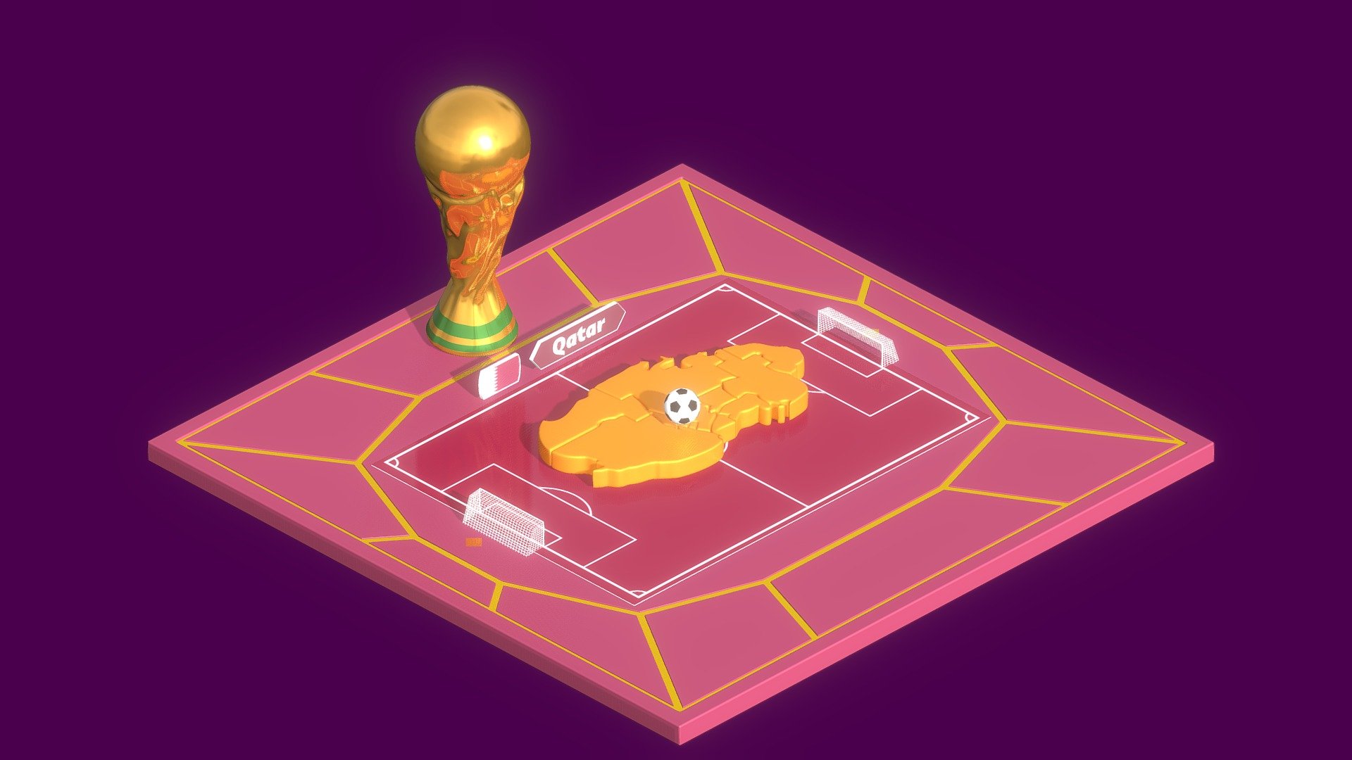 Qatar map – 2022 FIFA World Cup 3d model