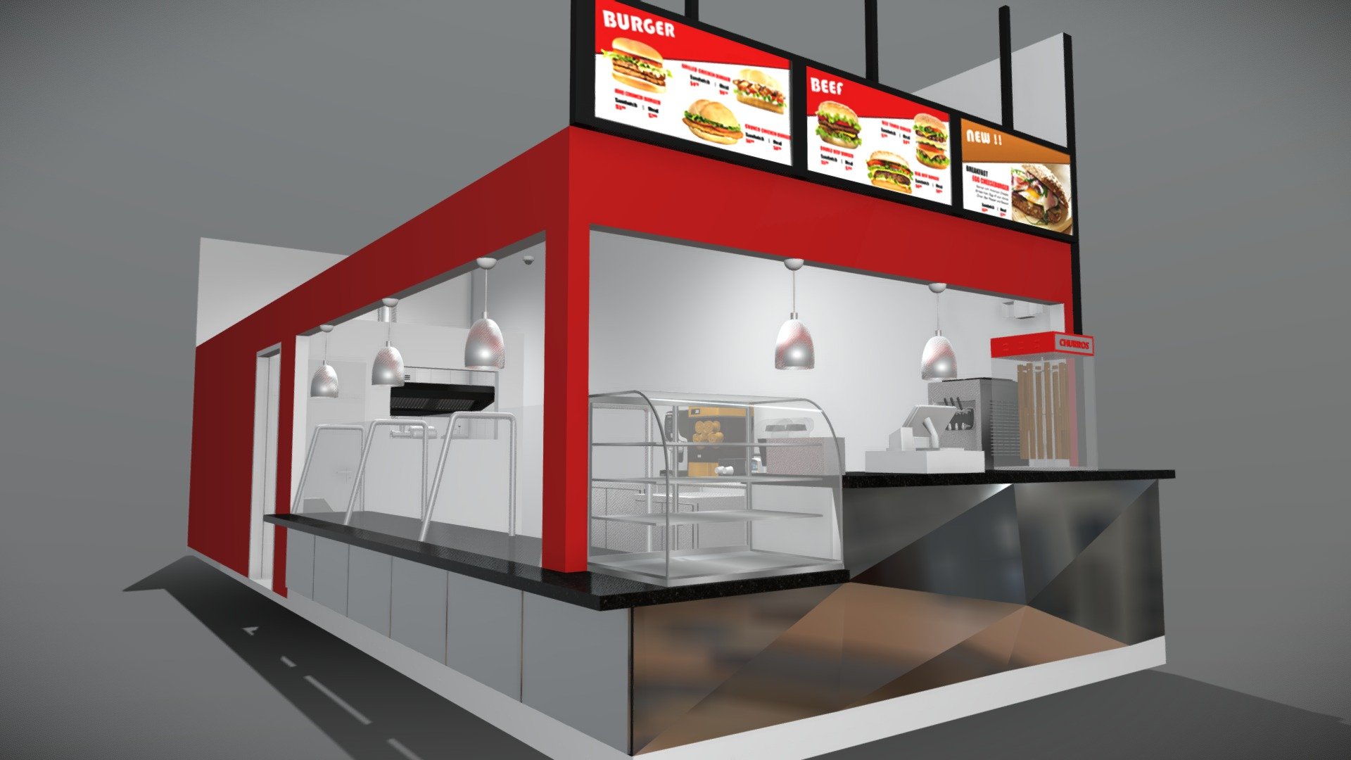 Kitchen for Main St Chimi Burgers 3d model