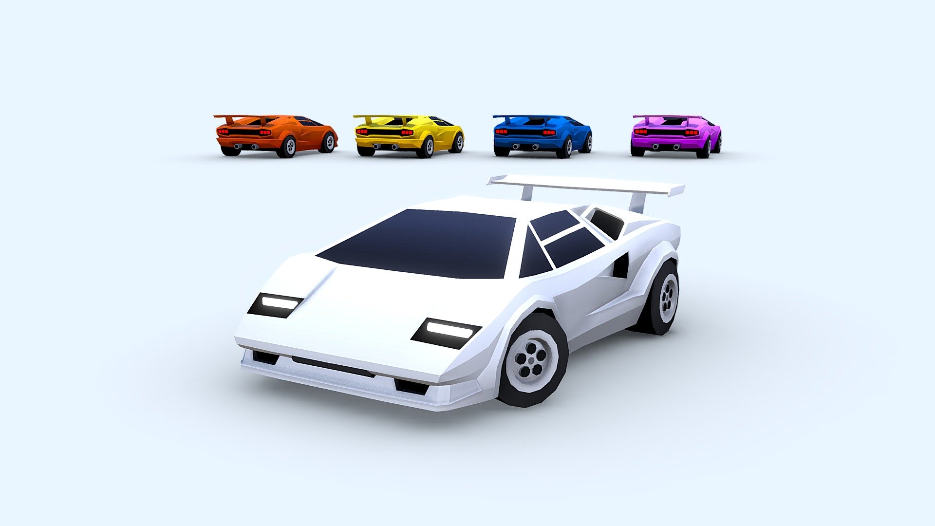 Cartoon Lamborghini Countach 1985 3d model