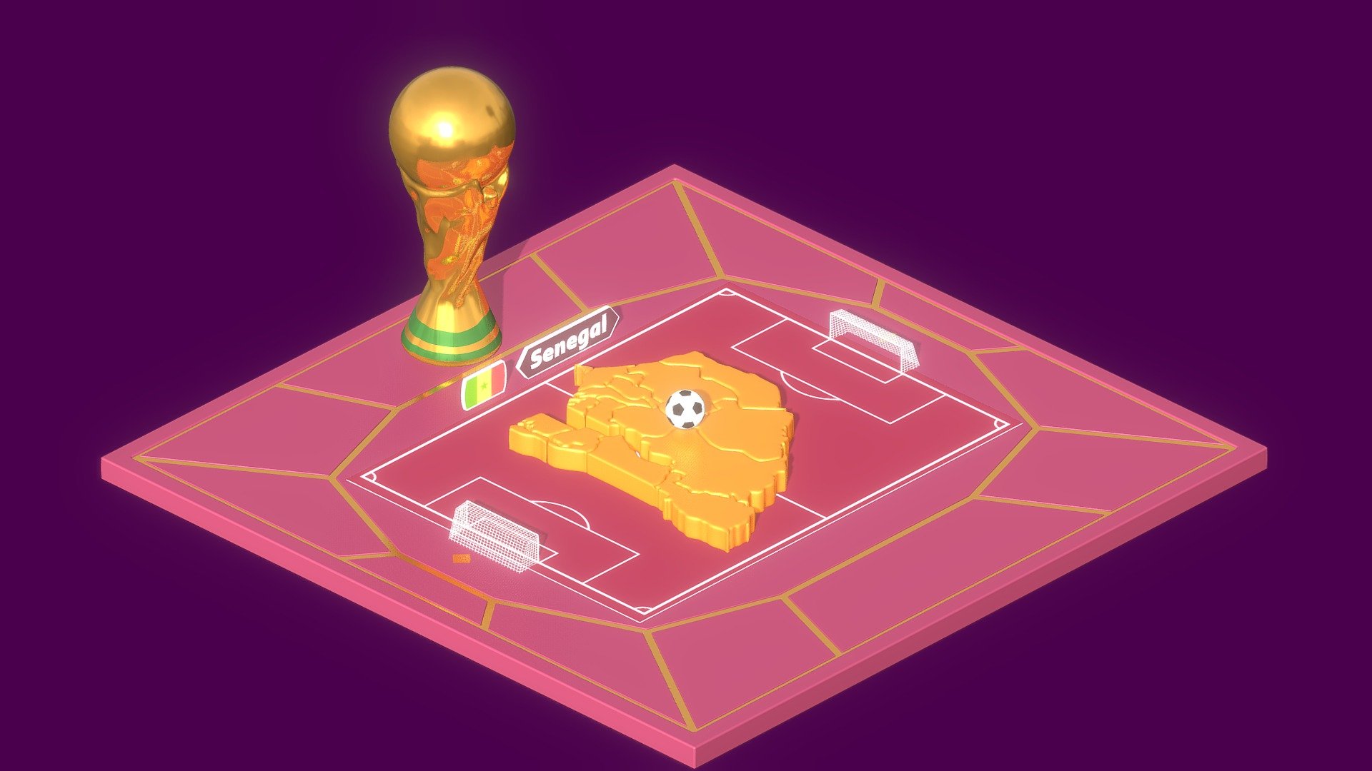 Senegal map – 2022 FIFA World Cup 3d model