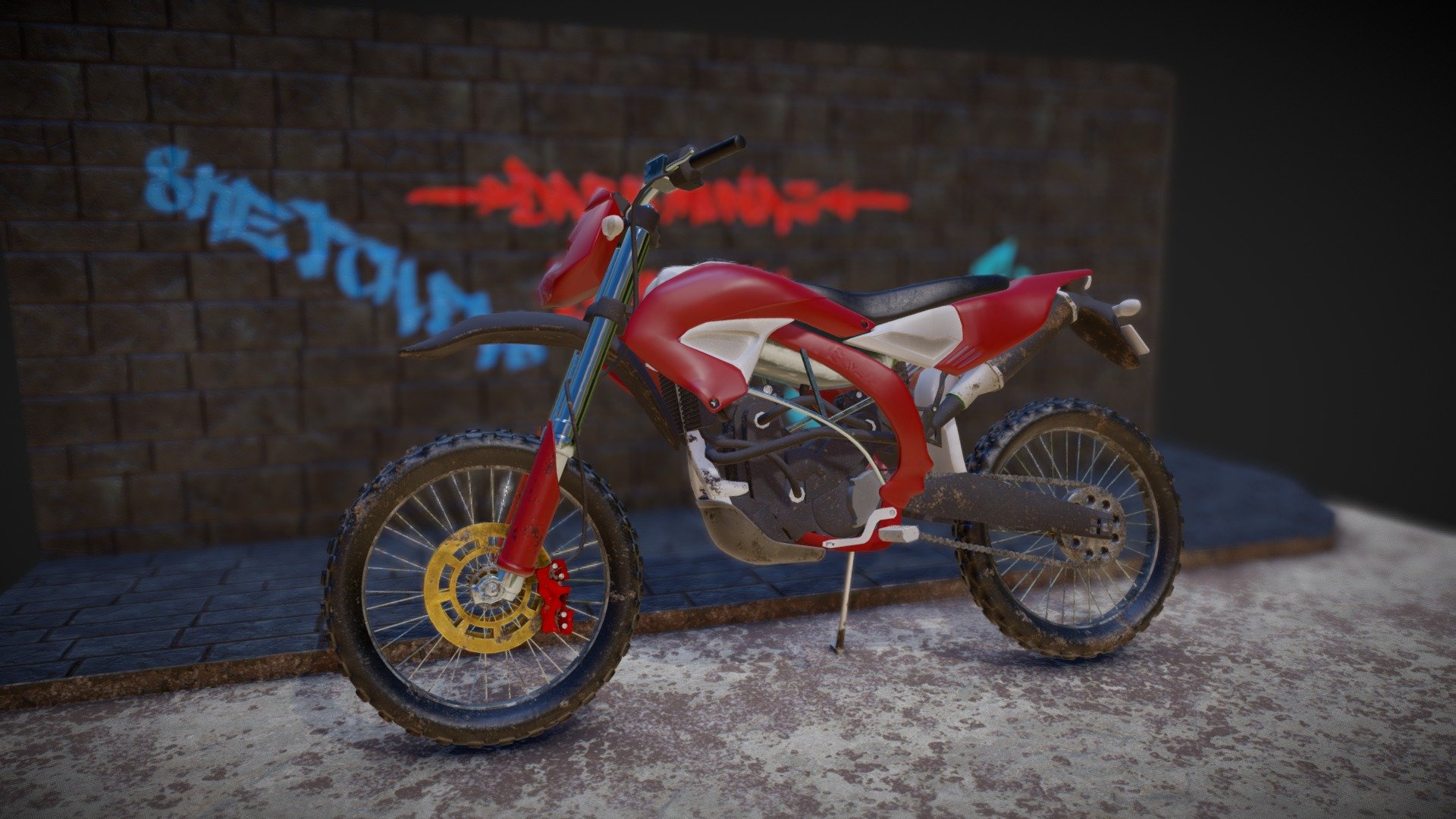 Motorbike, Parked in Scene 3d model