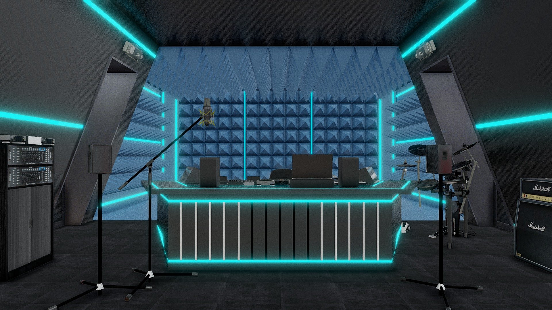 recording studio 3d model