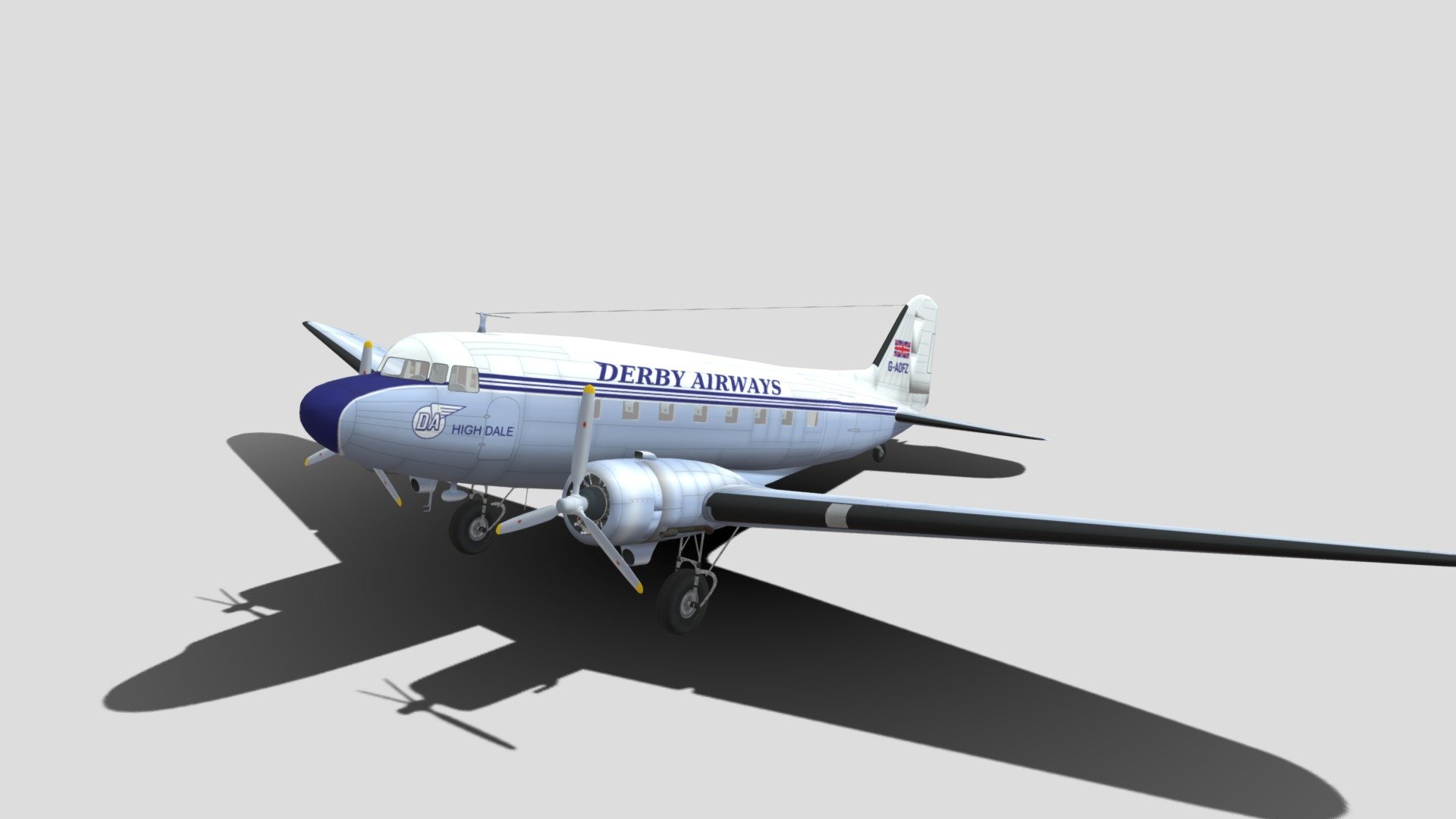 Douglas Dc-3 heavy aircraft 3d model