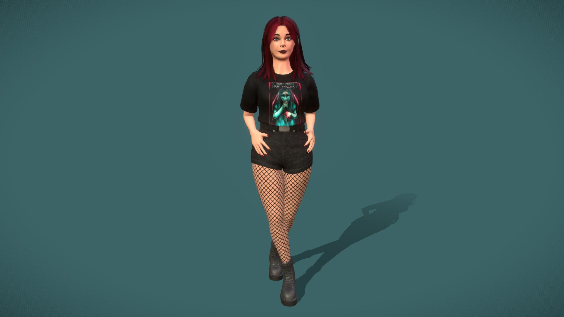 Redhead Rock Girl 3d model