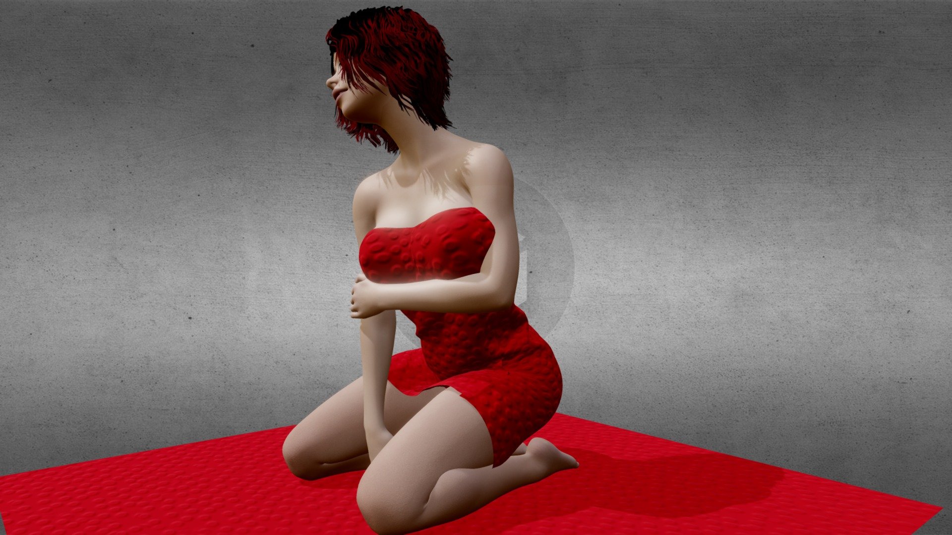 Nude in towel 3d model