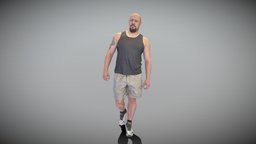 Bald athletic man walking 376