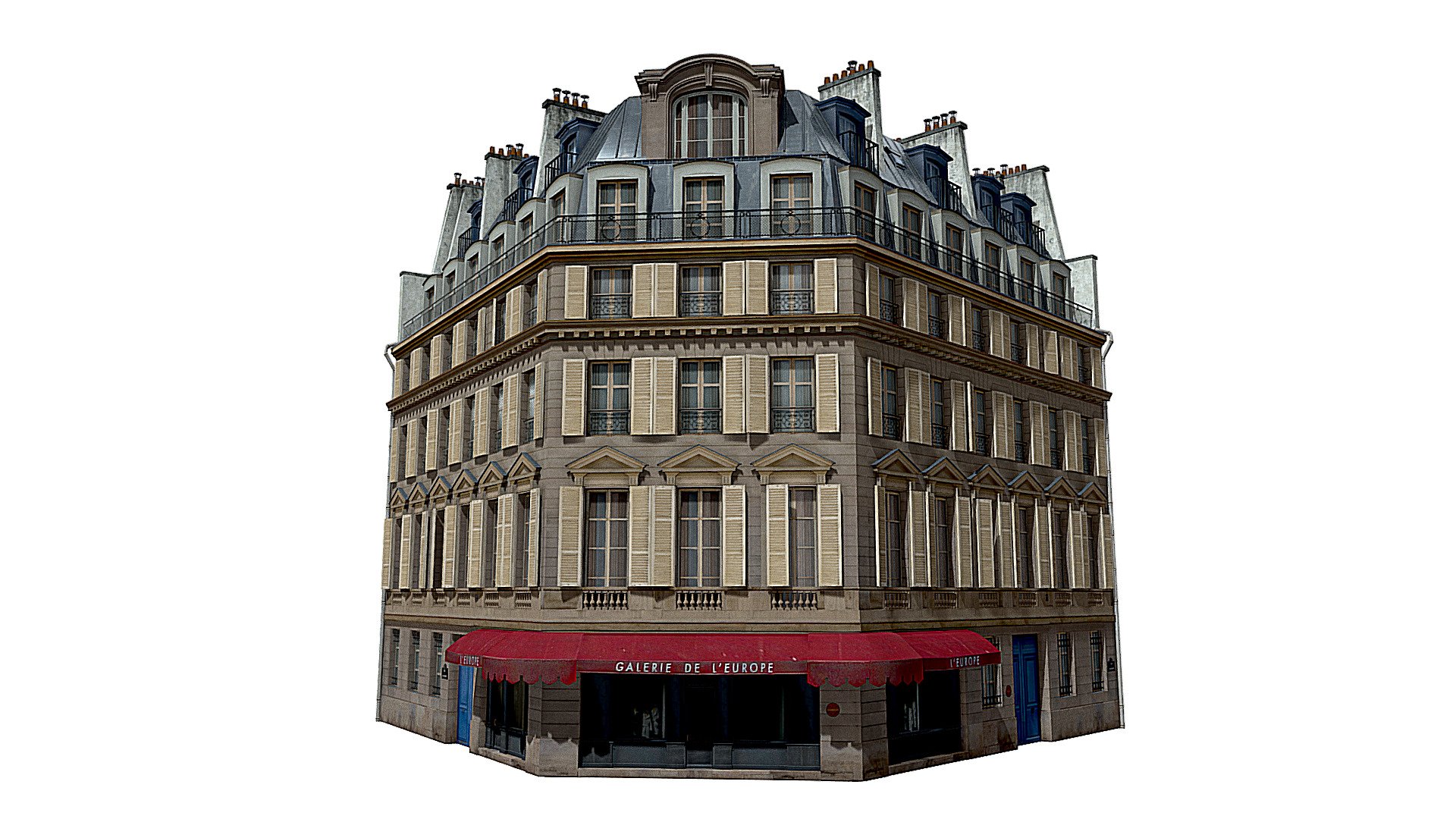 Parisian corner building 3d model