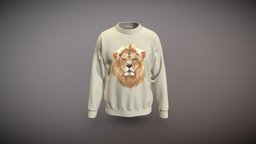 Lion Print Oversized Drop Shoulder Sweatshirt