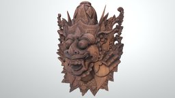 Barong Wooden Indonesian Mask