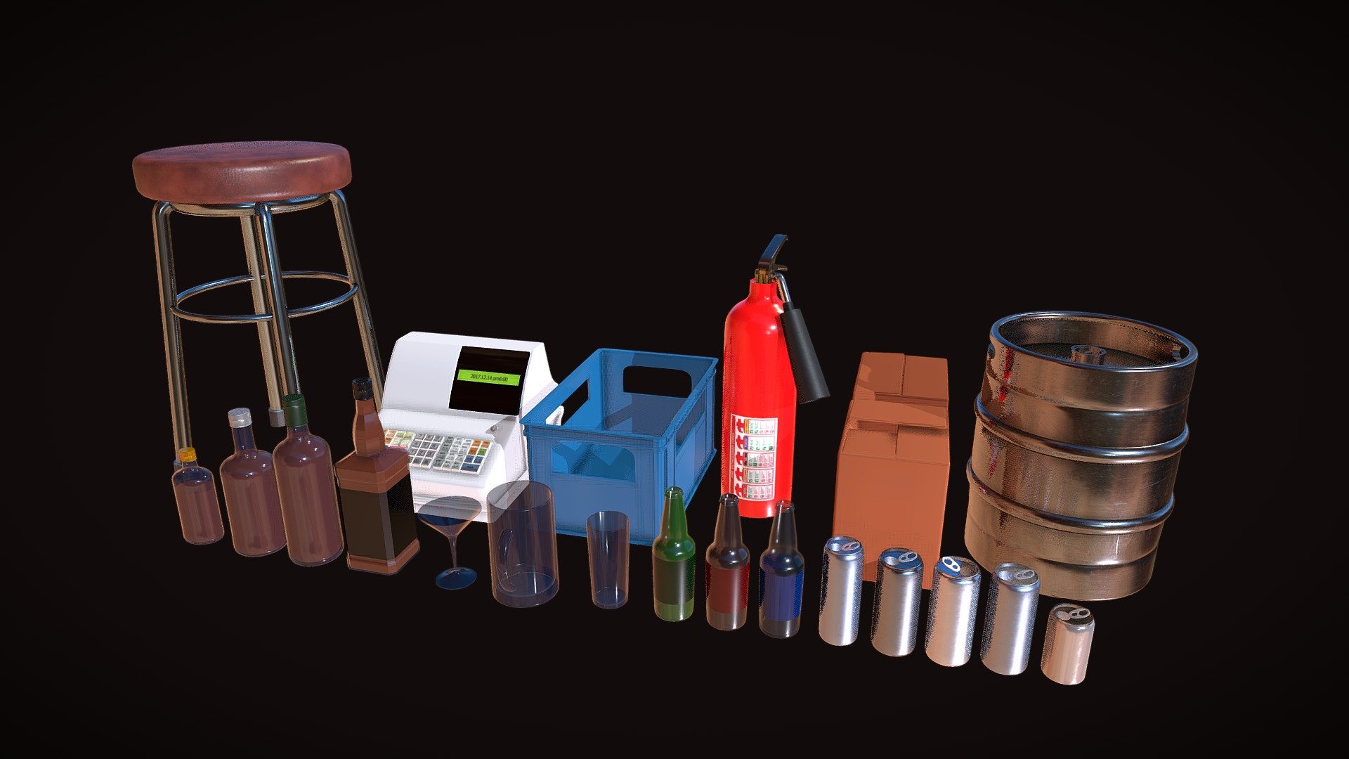 UK pub props 3d model