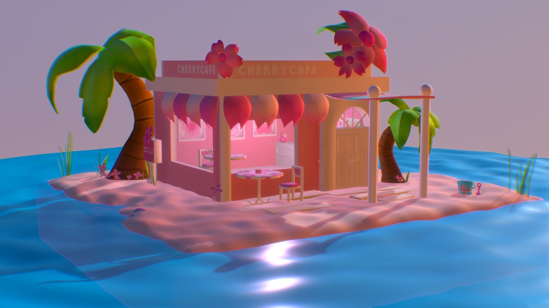 Cherry Blossom Café 3d model