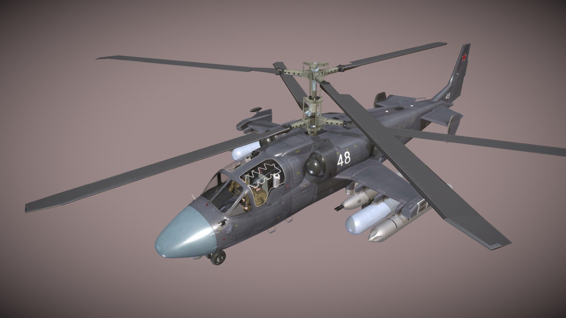 Kamov Ka-52 "Alligator" Dark Basic Animation 3d model