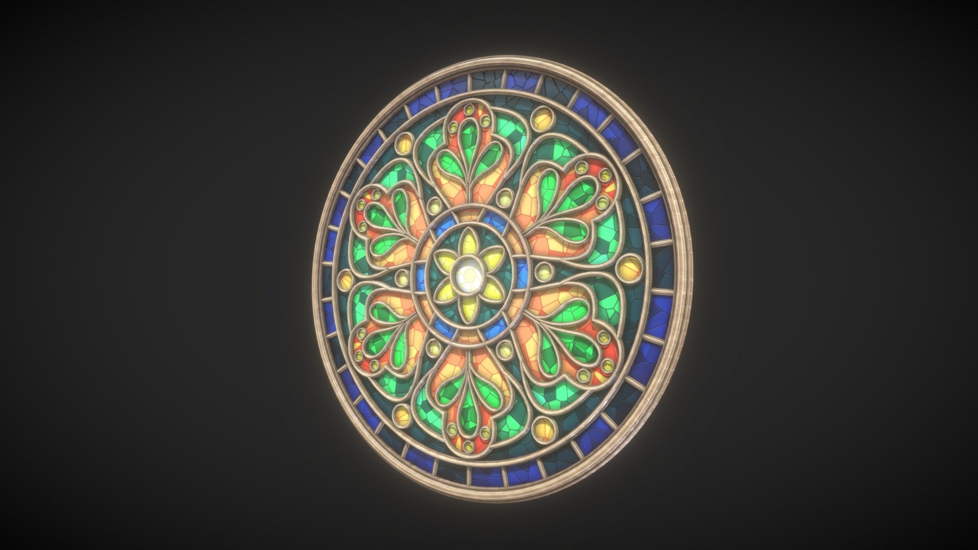 Round Gothic Rose Window 3D Model 3d model