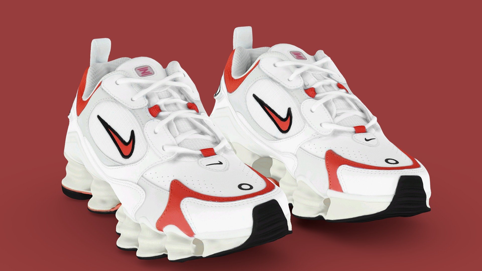 Nike Shox Nova White Orange 3d model