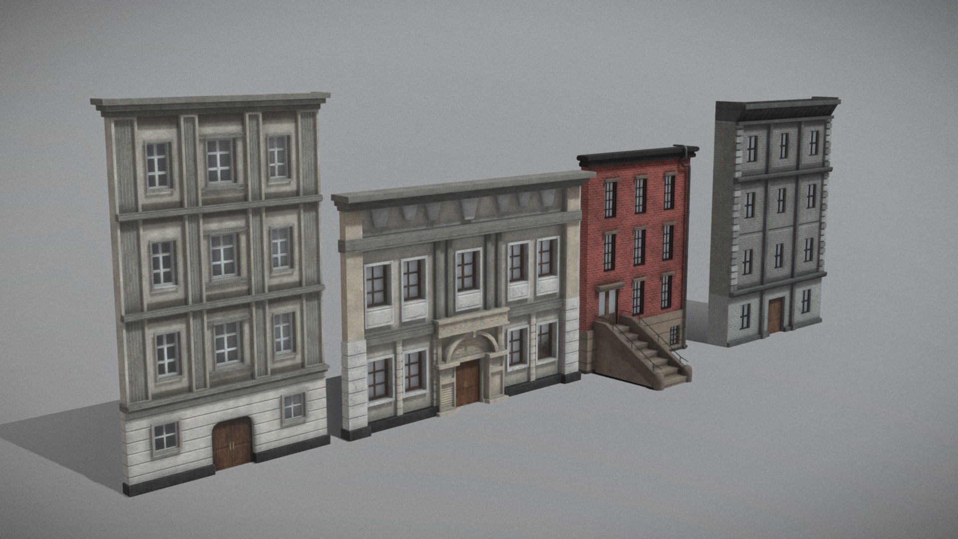 Buildings Front 3d model