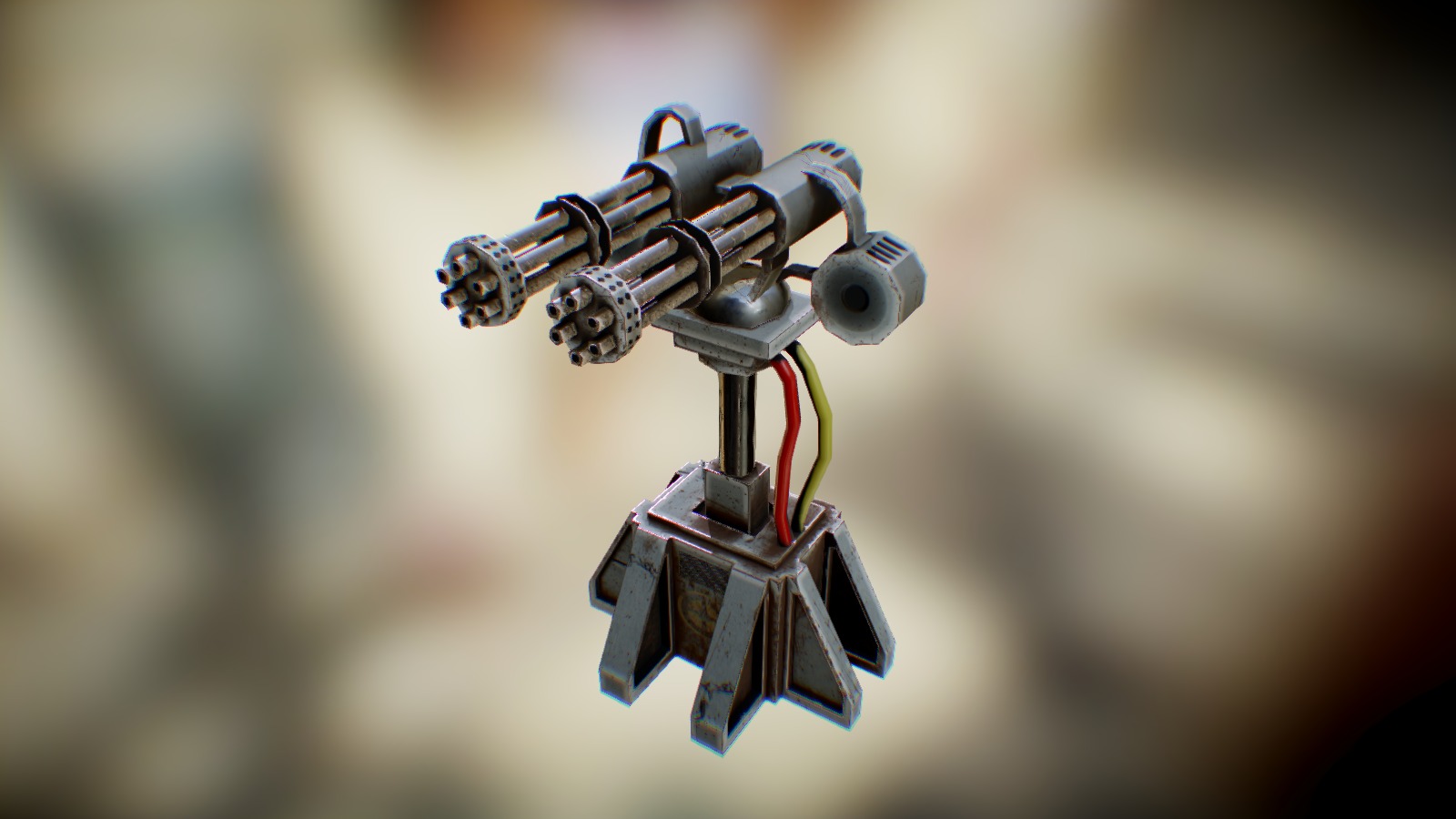 Low Poly Gatling Turret 3d model