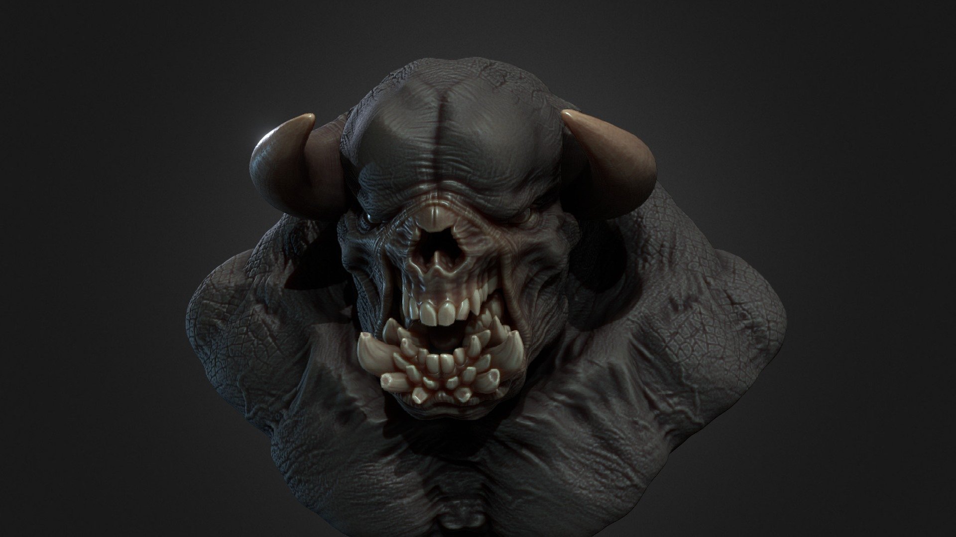 DOOM Hellknight redesign fan-art (portrait) 3d model