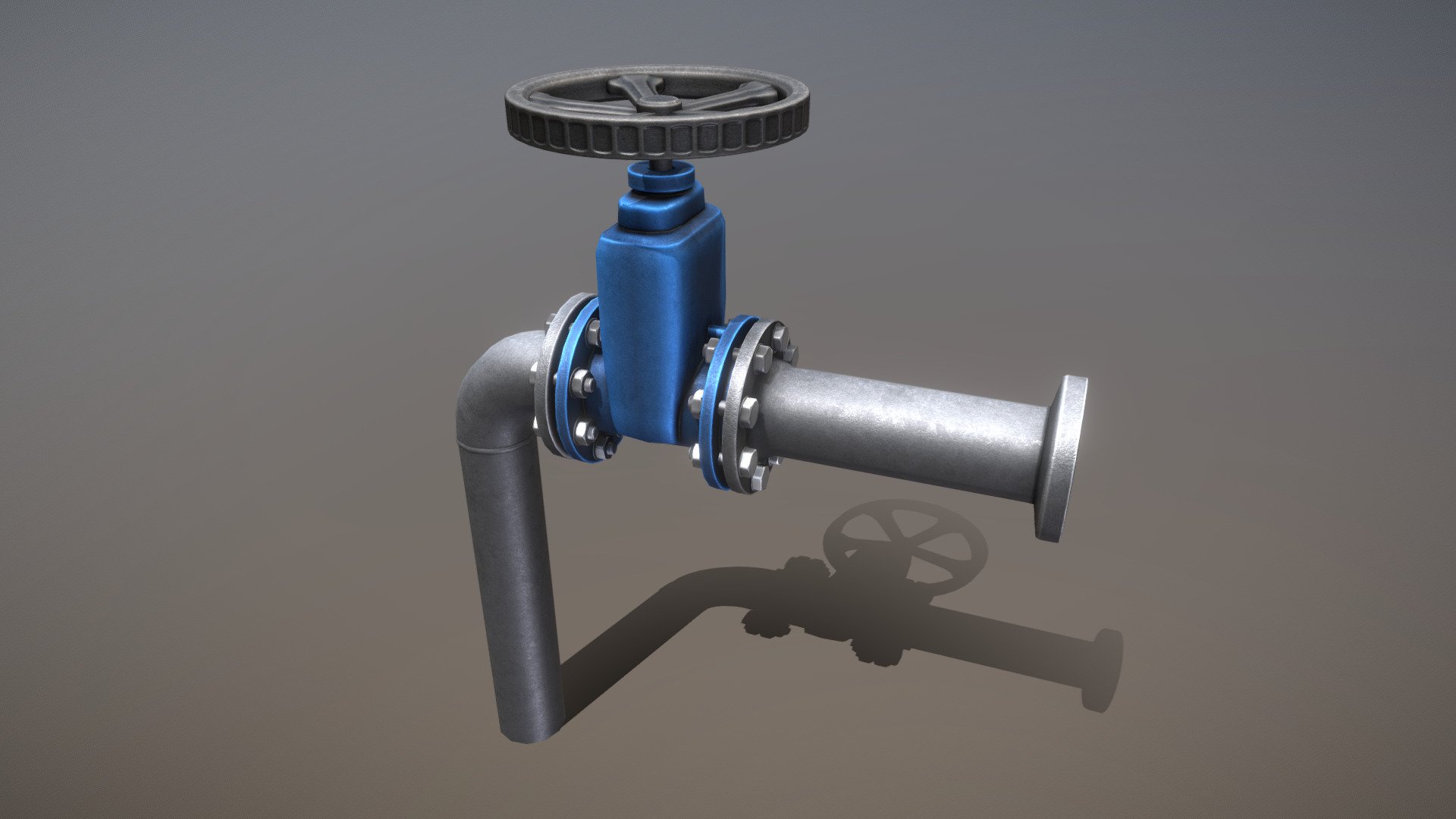 Pipe With Valve Wheel (Low-Poly) 3d model