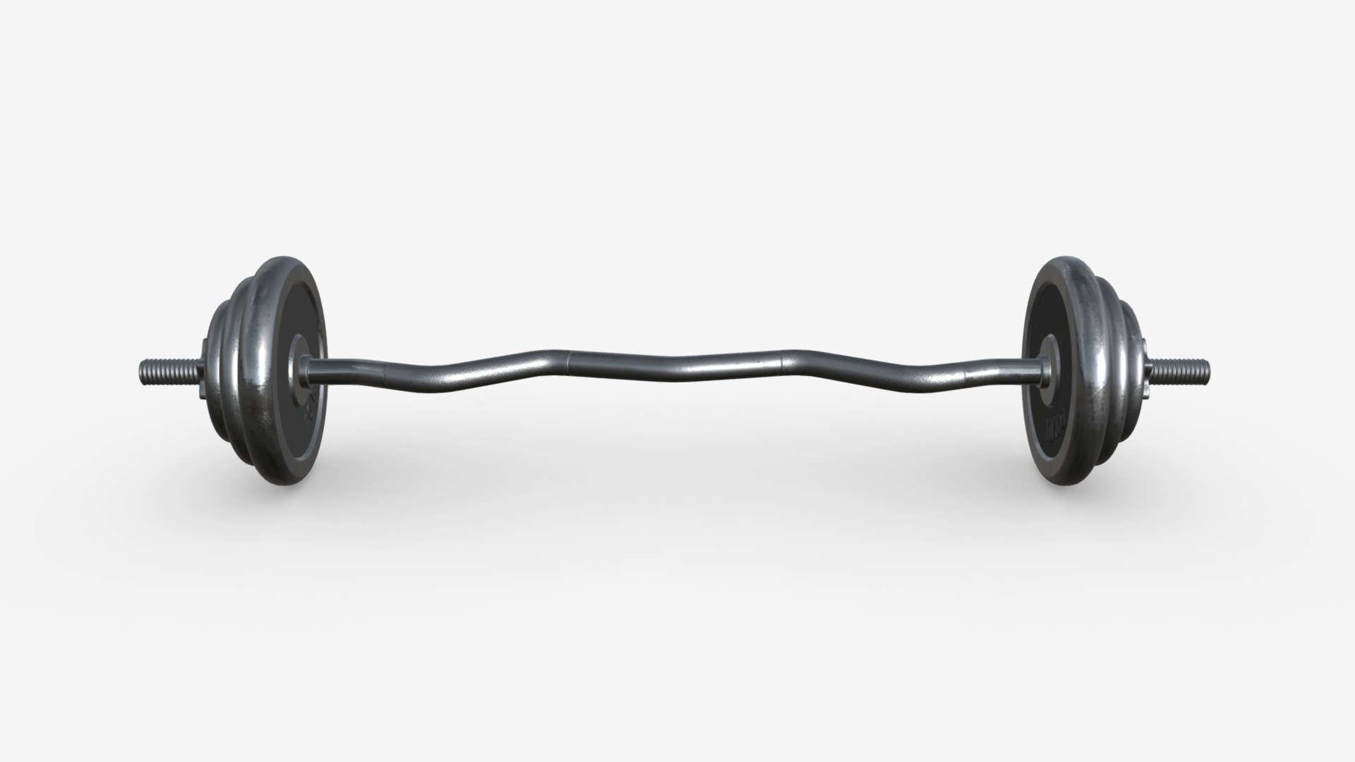 Curved weight bar with weights 3d model