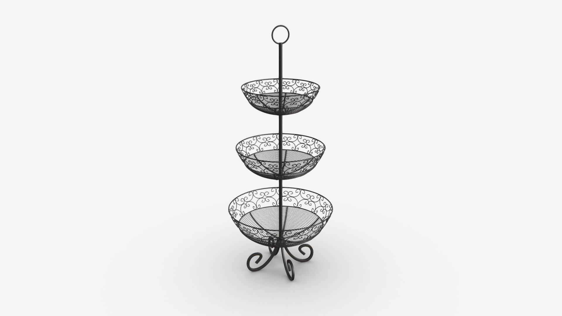 Three tier display basket with legs 3d model