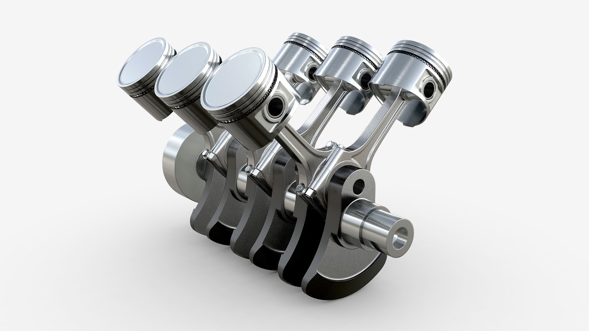 Engine crankshaft and pistons 3d model