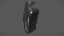 Female Black Leather Pencil Skirt