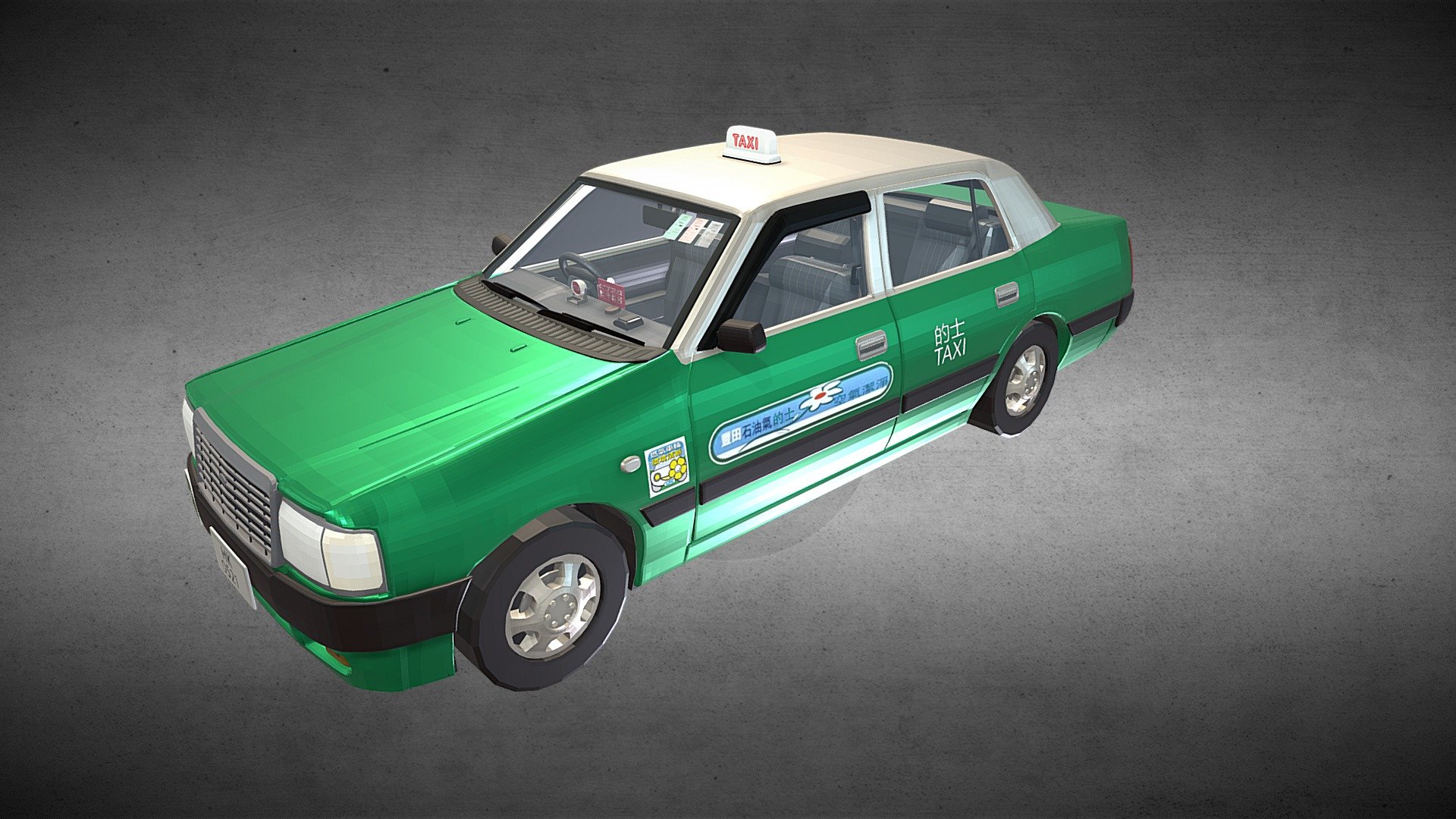 Hong Kong Green Taxi 3d model