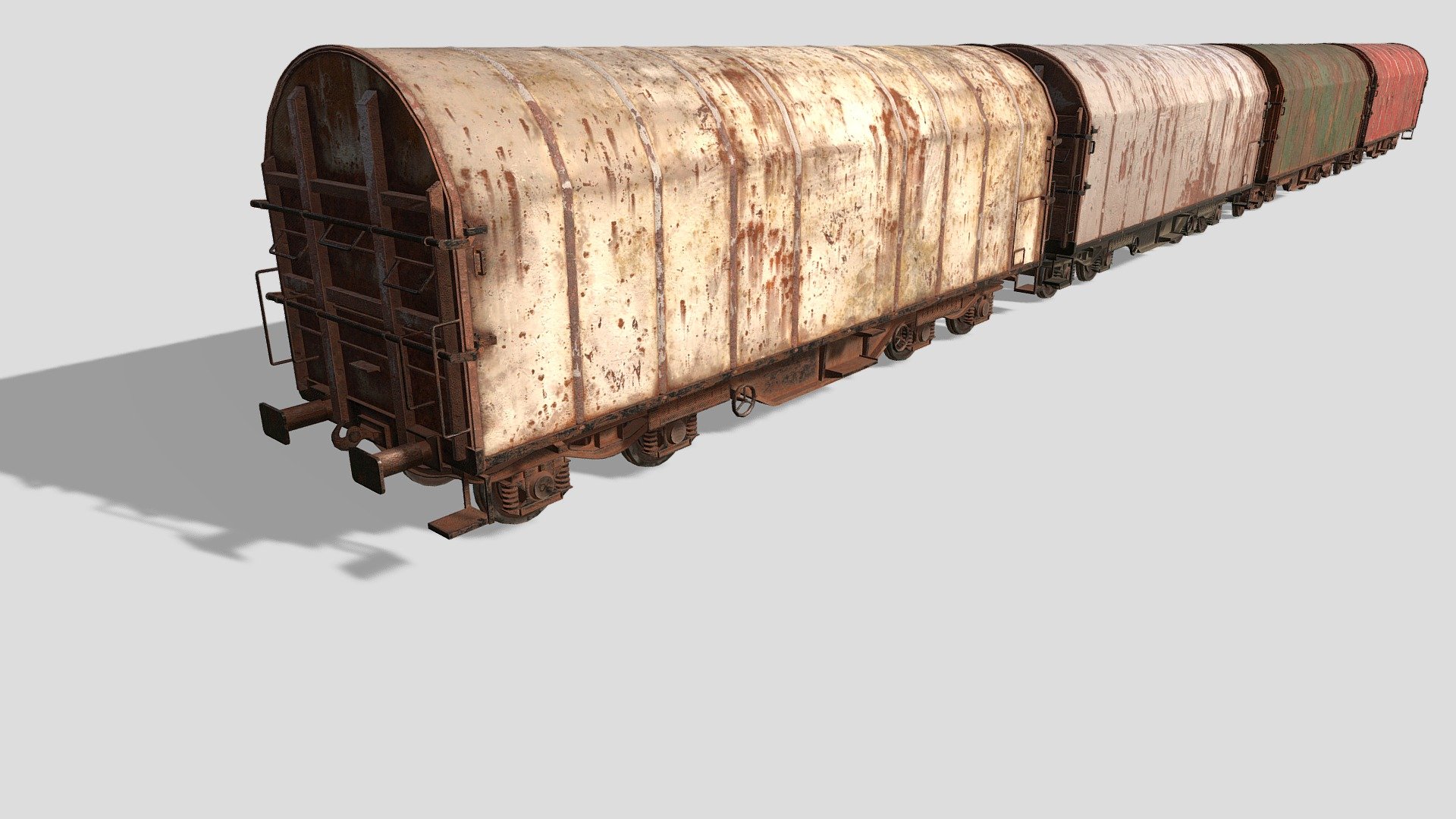 Old Train Cars 3d model