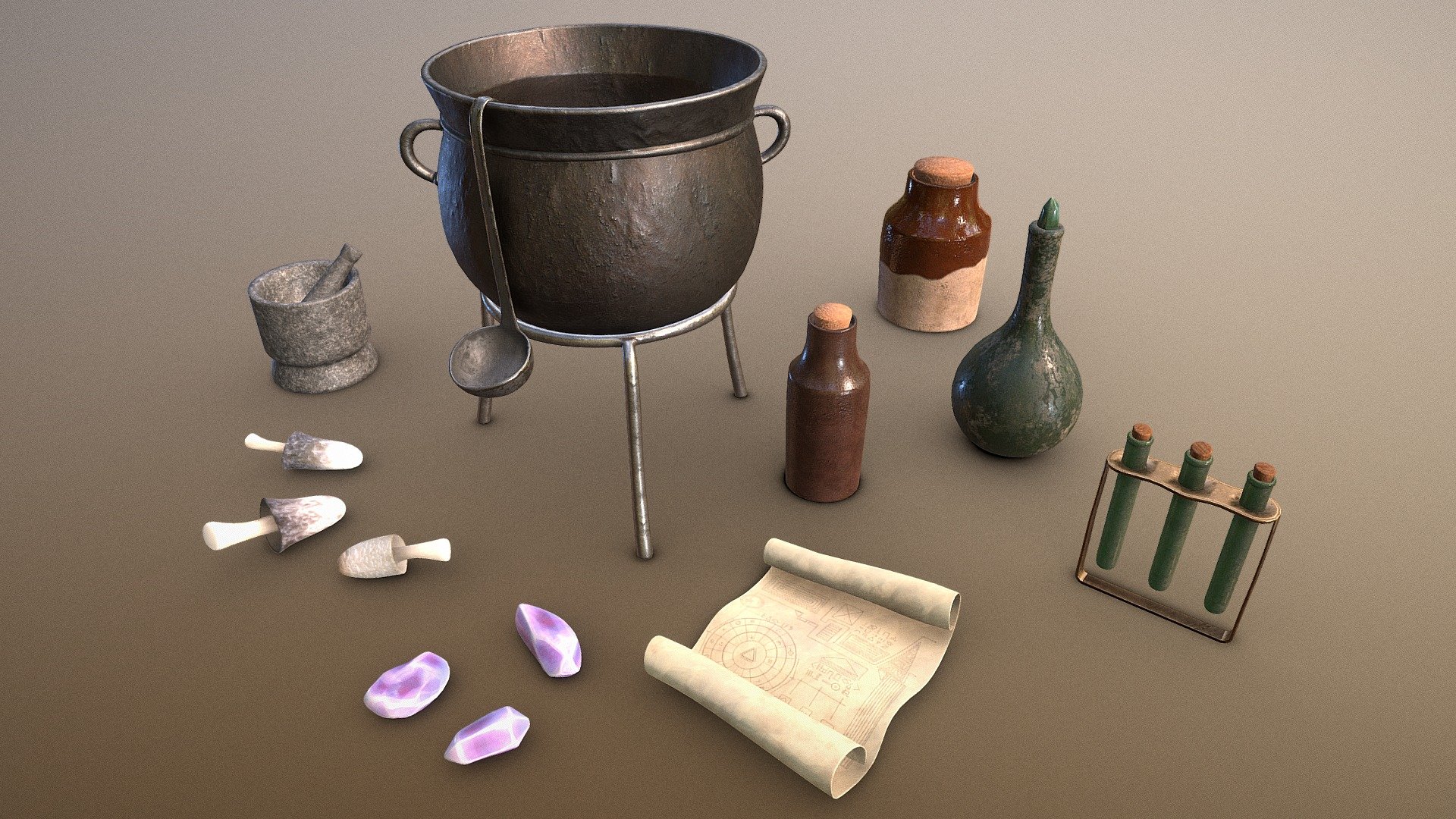 Potion-making ensemble 3d model