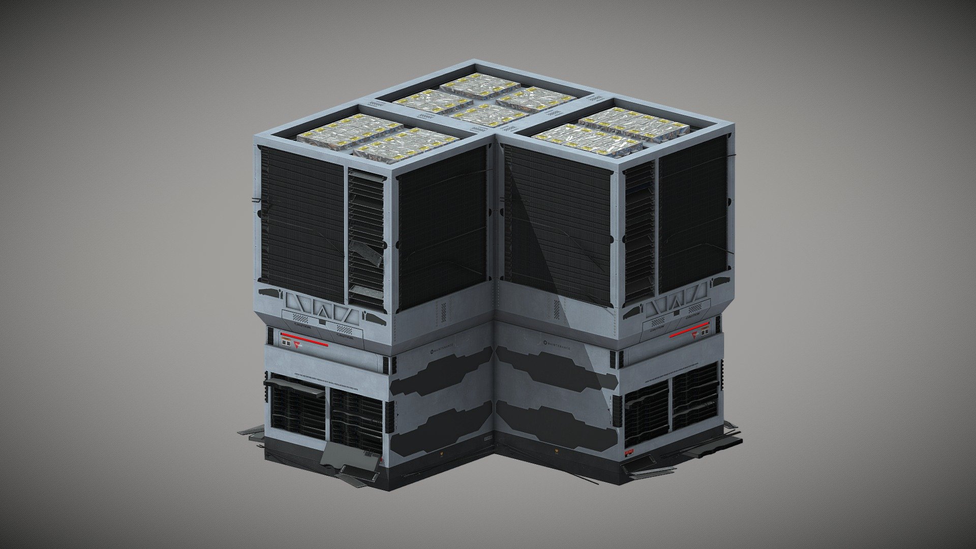 Sci-Fi Server Room AAA: Server (broken) 3d model