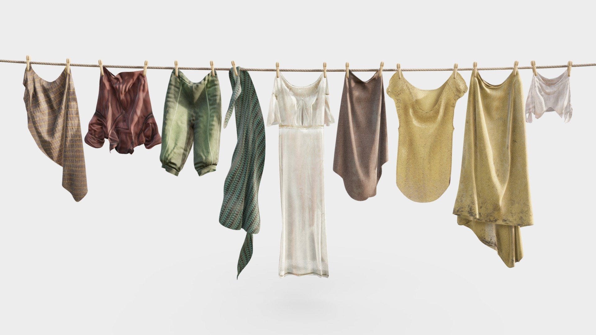 Hanging Clothes (Medieval Laundry) 3d model